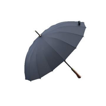 PUSH! 戶外用品好聚好傘玻璃纖維16骨長柄雨傘實木柄全自動商務雨傘I99灰色