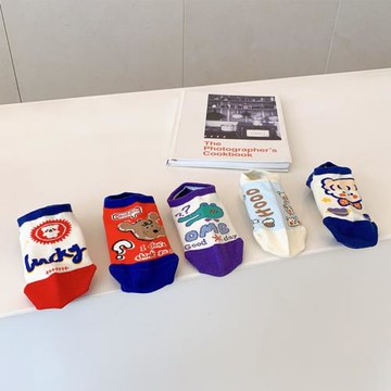 親子5雙裝 男女童船襪兒童襪子春夏薄款2024新款可愛卡通淺口潮襪