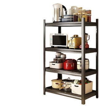 【居家生活Easy Buy】四層角鋼置物架推車-40x90x124CM黑武士