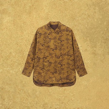 【徊金縷】新中式復古/桑蠶絲復古龍紋印花立領外套