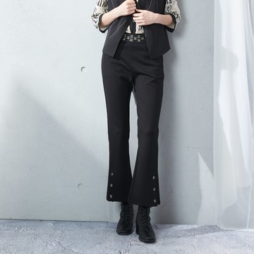 CLL巧玲瓏 愛心腰頭下擺開岔喇叭褲 5551808