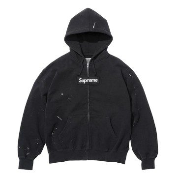 SUPREME/MM6 MAISON MARGIELA BOX LOGO ZIP UP HOODED SWEATSHIRT BLACK