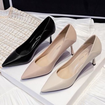 香港高跟鞋2025新款春季不磨腳5cm細跟軟底工作鞋白色尖頭女單鞋