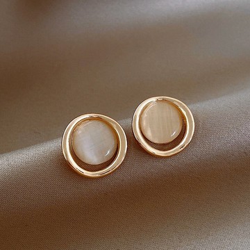 高級感貓眼石耳環女精致小巧耳釘氣質網紅輕奢小眾設計耳飾品