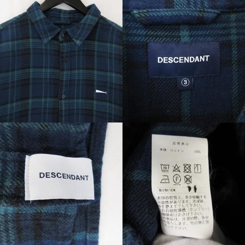 DESCENDANT ディセンダント 長袖ネルシャツ BASIN BLACKWATCH LS SHIRT ...