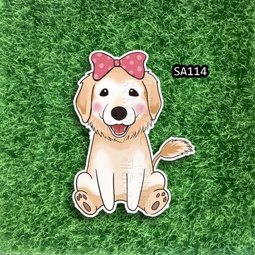 狐狸逗尾巴 防水貼紙 黃金獵犬 黃金獵犬Q版 防曬防水貼紙 車貼 安全帽 行李箱 露營貼