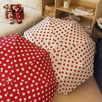 ✨臺灣出貨✨雨傘晴雨傘紅色波點雨傘圓點雨傘手動太陽傘遮陽傘2025新款雨傘