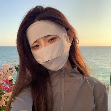台灣出貨+免運 夏季防曬防紫外線面罩 冰絲女款口罩 冰絲涼感騎行開車遮全臉 臉基尼防曬面罩 透氣口罩 涼感面罩