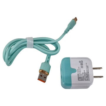 Kolin 歌林 2孔USB快速充電器充電線組 Apple適用 24g  白色 + 綠色  1個