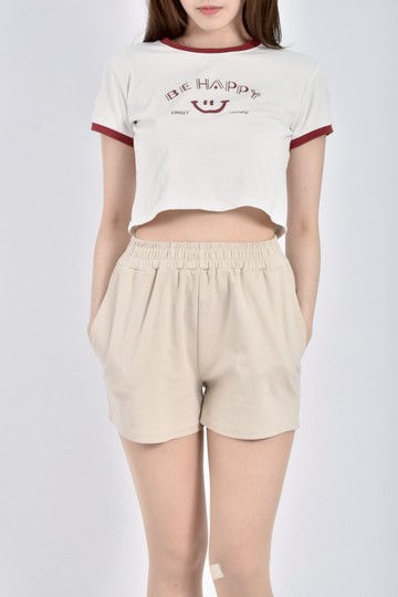 (S) nafan質感修身短版棉質圓領白色短袖上衣