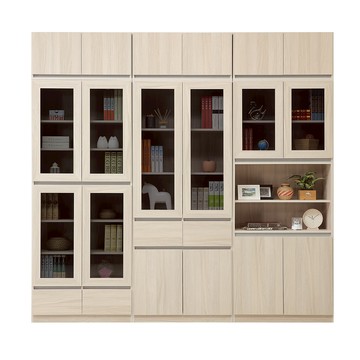 直人木業-DORIS現代風玻璃高被櫥書櫃組240公分(下抽80公分+中抽80公分+中空80公分)