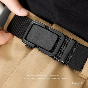 🔥臺灣出貨🔥休閒插扣褲帶 戶外自動工裝 尼龍軍訓戰術腰帶 韓版百搭簡約 尼龍腰帶 無孔皮帶 安檢腰帶 男士新款彈力帆布皮