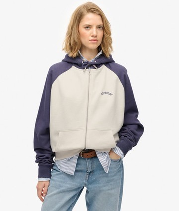 Superdry Women's Essential Logo Raglan Zip Hoodie White Size: 4