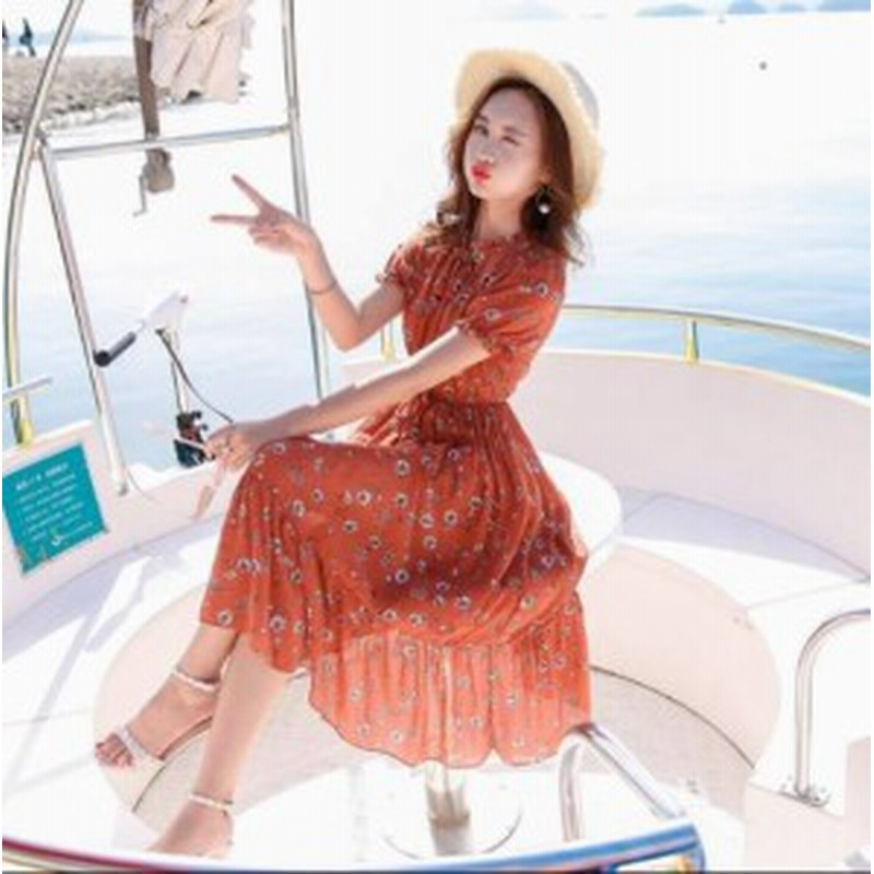 リゾート ロングワンピース レディース 花柄 シフォン ロング丈 ワンピ 夏 新作 リゾート サマードレス 半袖 スタンドカラー ガーリー リ 通販 Lineポイント最大1 0 Get Lineショッピング