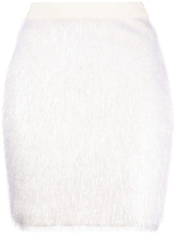 Gemy Maalouf - faux-fur wool-blend miniskirt - women - Wool/Polyamide - 38 - Neutrals