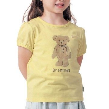 日本千趣會 - GITA 天竺棉泡泡袖上衣-熊熊-黃