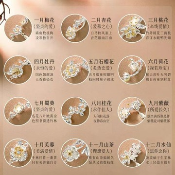 限時特賣🔥 七夕禮物十二花神銀手鏈女2024年新款925純銀古風手鐲女生送女友