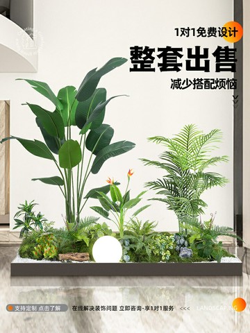 【新店熱銷】仿真綠植造景組合櫥窗裝飾假植物景觀造景庭院布置玄關室內氛圍樹