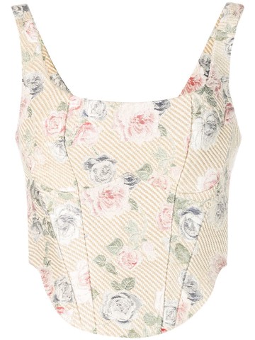 The Mannei - floral-print twill-weave corset - women - Linen/Flax/Acetate/Cotton - 38 - Neutrals