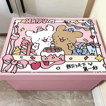 台灣出貨🎊 台灣有貨粉色綫條小狗禮物盒生日禮盒空盒子七夕禮物高級感紙箱禮品盒卡通促銷下殺🎊 POKW