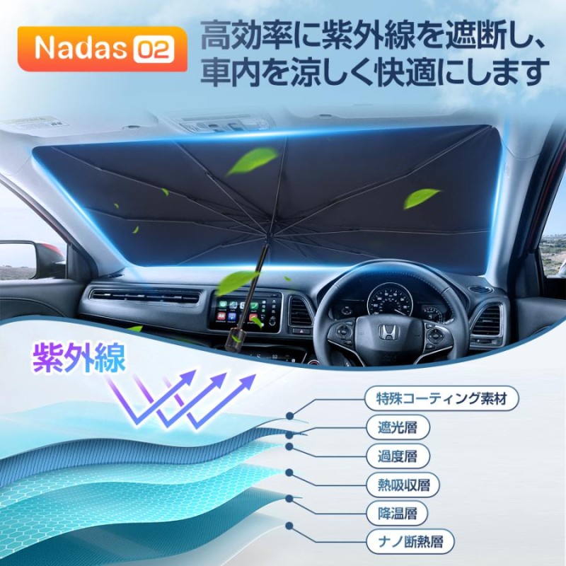 サンシェード 車 傘型 車用サンシェード フロントサンシェード 車 遮光 断熱 折りたたみ 傘型 車用パラソル フロントガラス 車載用品 収納便利  紫外線対策 LINEショッピング