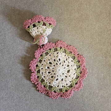 純棉手工鉤織花束杯墊 母親節 禮物 客製