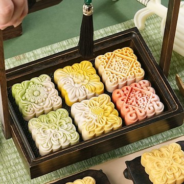 月餅模具 月餅壓模器 月餅模 烘焙模具 複古花月餅模具新款2024國潮風75克手壓式做綠豆糕點心磨家用烘焙 OJ2K