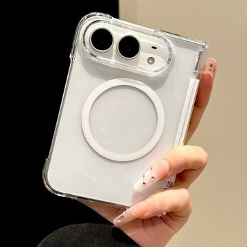 蘋果iPhone18Duo摺疊屏手機殼新款全透明高透漸變撞色磁吸殼中軸全包簡約ins風高級四角防摔保護套