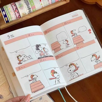 🍀臺灣出貨🍀2026史努比日程本新款彩頁卡通可愛插畫高顏值學生手賬計劃筆記本