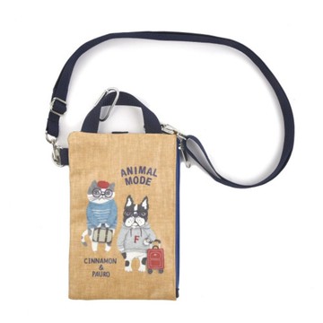 Kusuguru Japan 手機包 可觸控手機斜背包 手拿包證件袋 -卡其黃