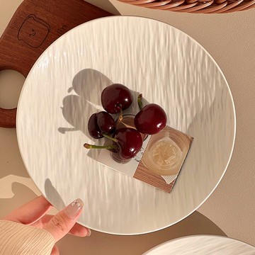 Daparang Rainy Rock 白色甜點圓盤 20公分 DR341  1個  白色  20cm