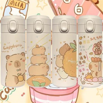 日韓MKNM卡皮巴拉保溫杯創意高顏值學生水杯小巧吸鼻涕水豚杯子