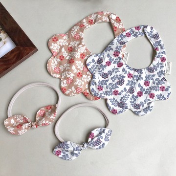 【彌月禮盒】跳舞的花仙子 花瓣造型 口水巾 髮帶