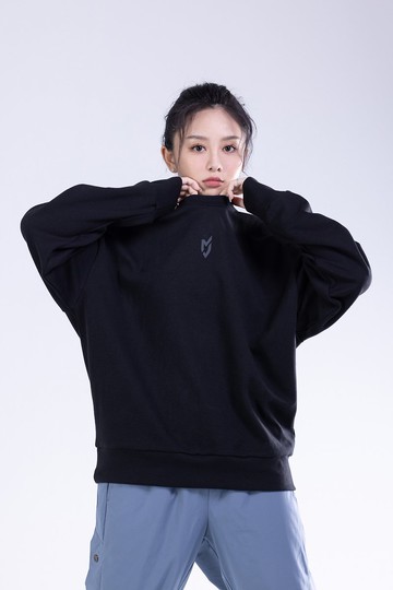 MJC 中性版雙機能落肩大學T(黑)