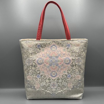 和服 腰帶 腰帶繩 手工 托特包 改造 銀色 粉色