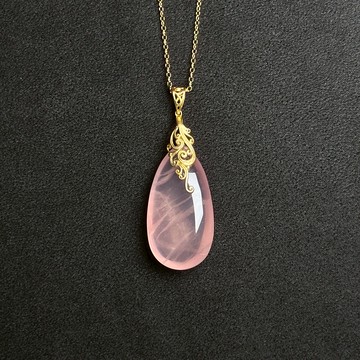 貓眼粉晶項鍊 |金色墜頭 馬達加斯加  Q24AE29-906