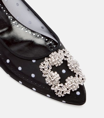 Manolo Blahnik Hangisi embellished mesh ballet flats