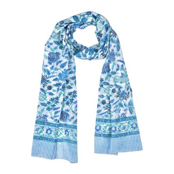 純棉輕薄透氣頭巾手工印花旅行披肩女款72吋x20吋