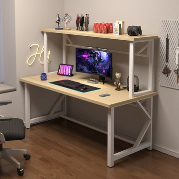 t電腦桌電競游戲家用簡約帶穿線孔風冷機箱位書架一體臺式加厚桌