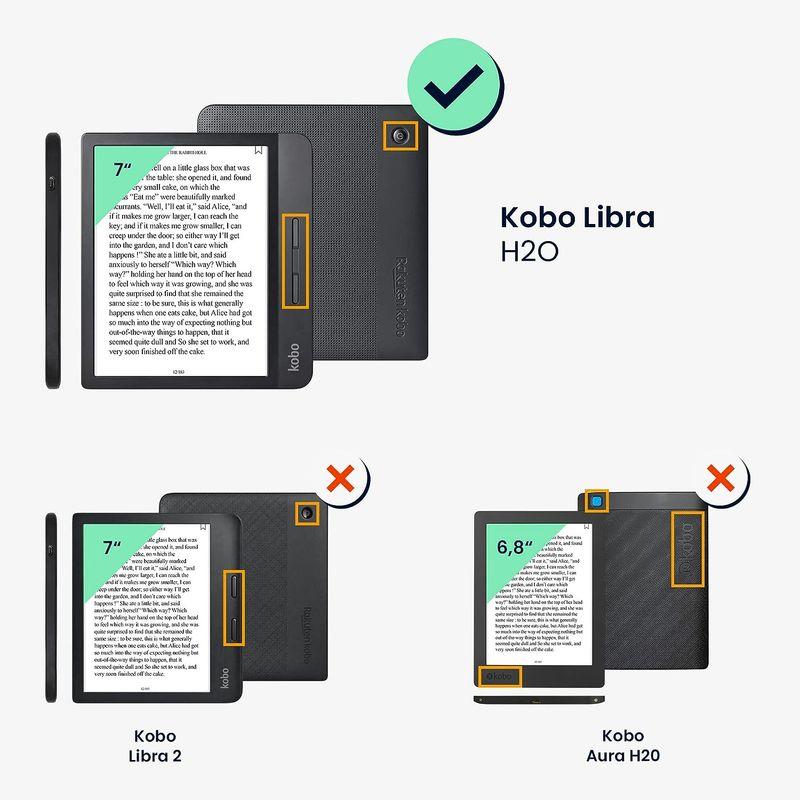 kwmobile カバー 対応: Kobo Libra H2O ケース 電子書籍リーダー オートスリープ PUレザー 紺色