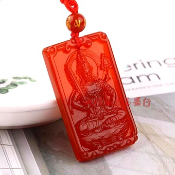 天然紅瑪瑙八大生肖守護神本命佛吊墜紅瑪瑙阿彌陀佛菩薩吊墜項鏈1入