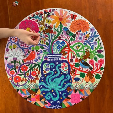 eeBoo 500片圓形拼圖 - 花與鳥 Birds and Flowers  500 Piece