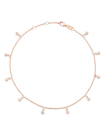 Bloomingdale's Fine Collection Diamond Bezel Droplet Ankle Bracelet in 14K Rose Gold