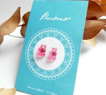 *福利品 / 展示品* 水蜜桃UV小熊軟糖 不鏽鋼 耳針