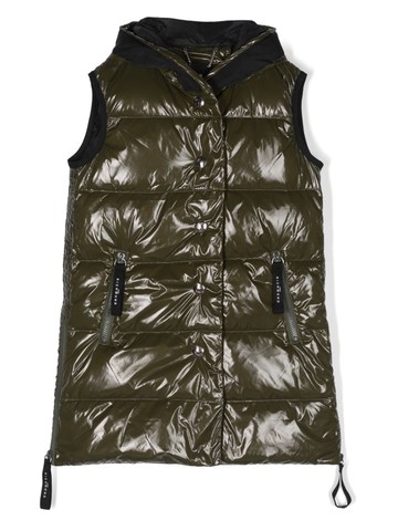John Richmond Junior - padded hooded gillet - kids - Polyamide/Nylon/Nylon/Polyamide/Feather Down - 12 yrs - Green