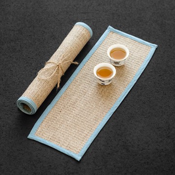 日式棉麻干泡茶席禪意包邊小號茶席功夫茶具簡約茶臺茶墊棉麻茶布