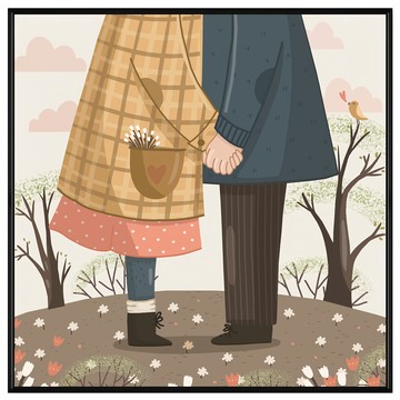 BOLUO GALLERY 菠蘿選畫所 有情人 APLS6632B 掛畫  60 x 60cm  黑色