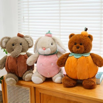 變身動物安撫玩偶椰子象南瓜熊草莓兔毛絨可愛寶寶坐姿公仔批發