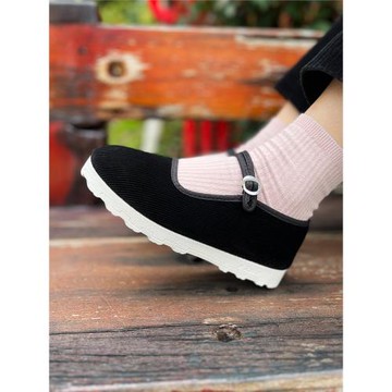 春秋女士布鞋淺口單鞋中老年人媽媽鞋老北京上班工作鞋一字帶清倉