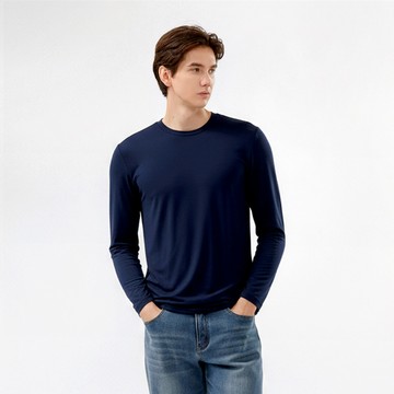 Hang Ten- 圓領蓄熱暖溫衣-男(丈青)